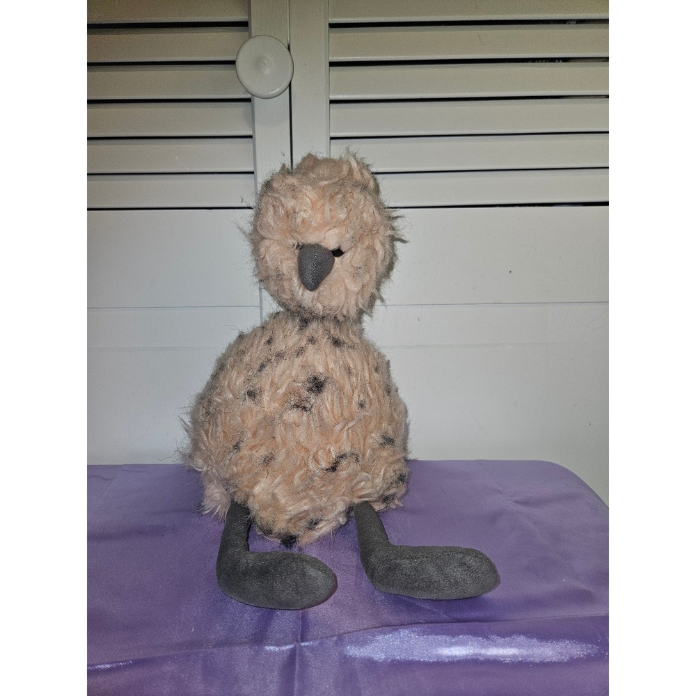 Jellycat London Ostrich Just Peachy Spotted Shaggy Plush Stuffed Bird Pom Pom